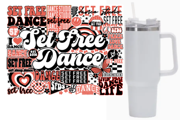 Set Free collage 40 oz tumbler Bittersweet Derby KS